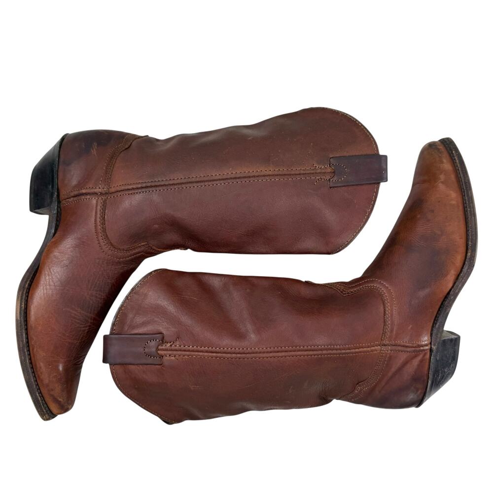 Western Cowboy Boots‎ Women Size 6M Brown Leather USA Mid Calf Pointed Toe - Picture 7 of 10
